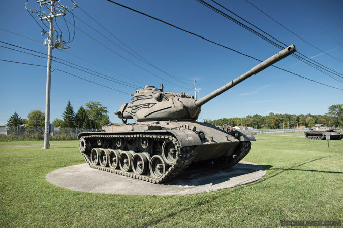 The walkway approaching the museum features several tanks from various parts of American armored history.